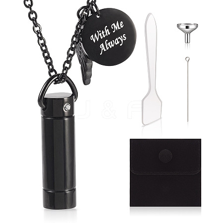 1Pc Word 304 Stainless Steel Column Urn Ashes Necklace DIY-TA0010-07B-1