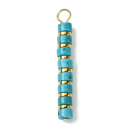 Dyed Natural Magnesite & Electroplated Synthetic Non-magnetic Hematite Heishi Beaded Pendants PALLOY-JF03292-05-1