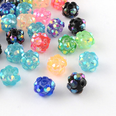 Chunky Resin Rhinestone Beads RESI-M019-8mm-M-1