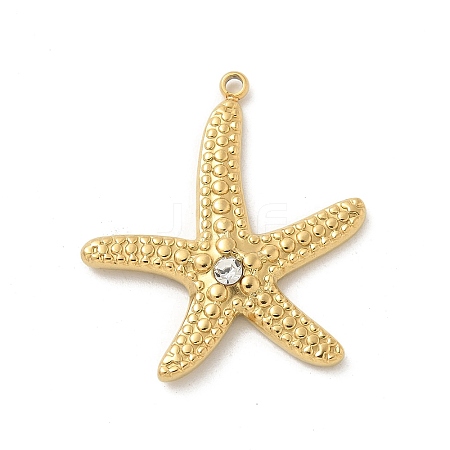 304 Stainless Steel Rhinestone Starfish STAS-I322-34G-02-1