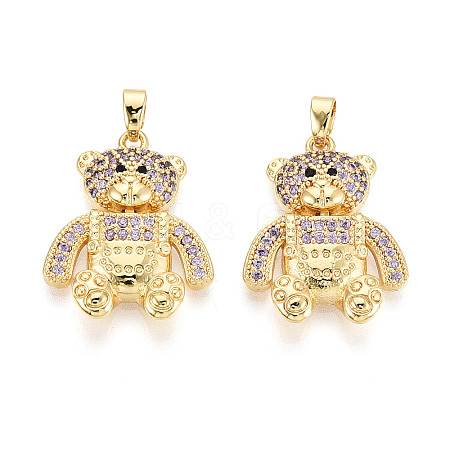 Brass Micro Pave Cubic Zirconia Pendants KK-P336-02B-G-1