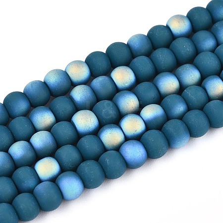 Frosted Opaque Glass Beads Strands GLAA-T032-P4mm-MBB14-1