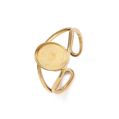 Real 18K Gold Plated 304 Stainless Steel Cuff Ring Components X-STAS-A191-12B-G-1