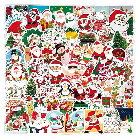 100Pcs Christmas Santa Claus PVC Self Adhesive Stickers XMAS-PW0001-195A-1