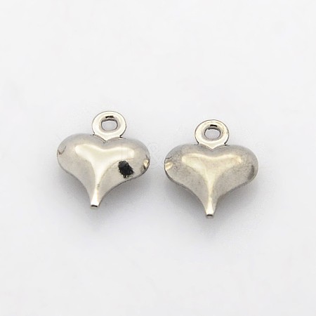 304 Stainless Steel Puffed Heart Charms STAS-N038-05-1