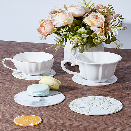 4Pcs 2 Colors PU Leather Cup Mats AJEW-LP0006-24-1