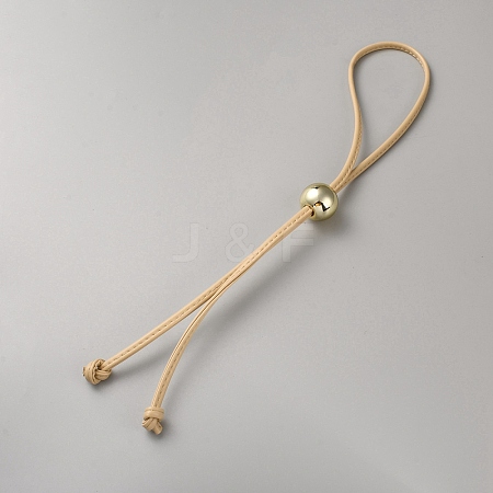 Detachable PU Leather Drawstring Pull String Purse Strap with Plastic Bead AJEW-WH0475-42B-1