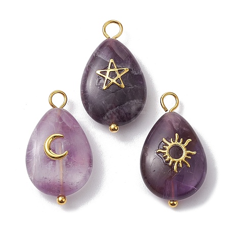 3Pcs 3 Styles Natural Amethyst Pendant PALLOY-JF02576-03-1