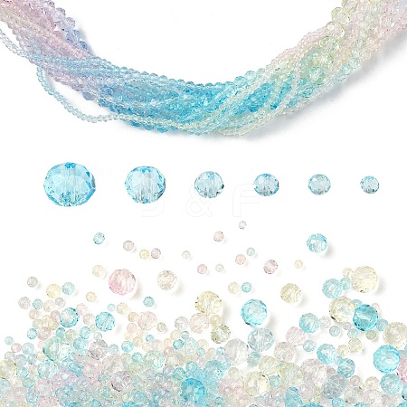 6 Styles Gradient Color Transparent Painted Glass Beads Strands DGLA-YW0001-28U-1