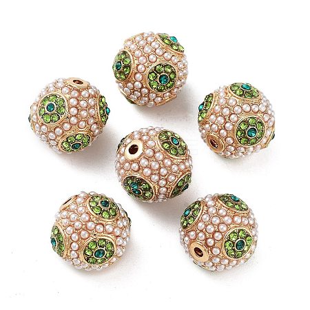 Golden Plated Alloy Rhinestone Beads FIND-E046-14G-03-1