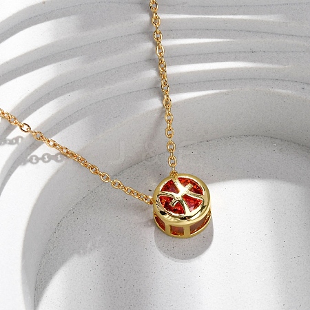 Brass Pave Cubic Zirconia Birth Stone Constellation Pendant Cable Chain Necklaces LS-NJEW-D334-01G-05-1