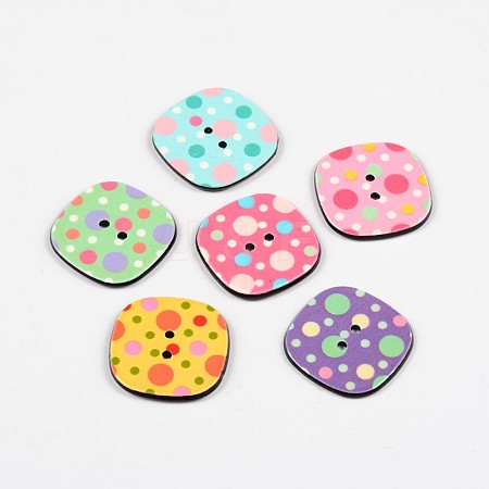 2-Hole Square with Dots Pattern Acrylic Buttons X-BUTT-F055-04-1