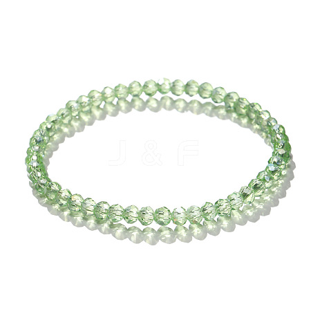 4mm Prism Faceted Rondelle Glass Beaded Stretch Bracelets for Women LS-EH2213-7-1