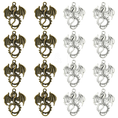 30Pcs 2 Colors Tibetan Style Alloy Pendants TIBEP-FS0001-17-1