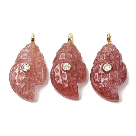 Natural Strawberry Quartz Carved Pendants G-H357-05G-02-1