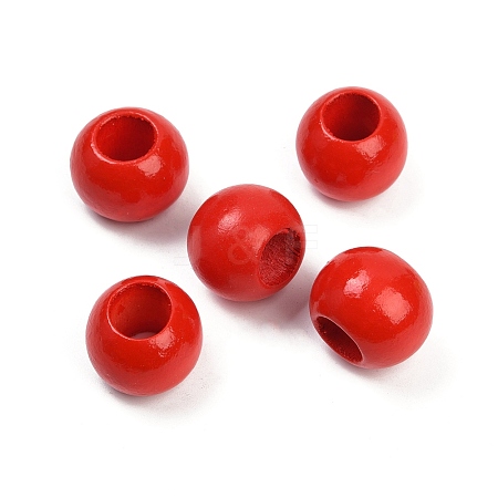 Spray Painted Wood European Beads WOOD-F017-05F-1