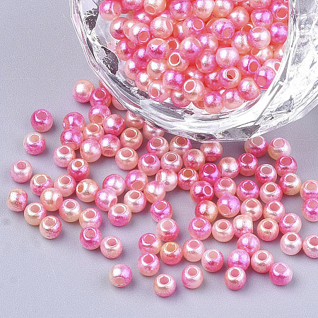 Rainbow ABS Plastic Imitation Pearl Beads X1-OACR-Q174-8mm-04-1