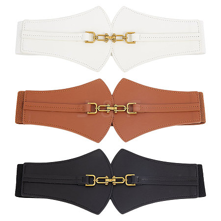 Globleland 3Pcs 3 Colors Imitation Leather Elastic Corset Belts AJEW-GL0002-23-1