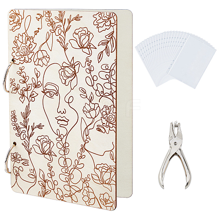 Wooden 2-Ring Loose Leaf Binder Postcard Phote Album Cover DIY-WH0547-234-1