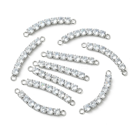 SHEGRACE Brass Pave Clear Cubic Zirconia Connector Charms XGRQ3P964-643P-1