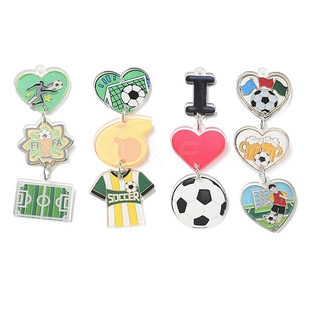 Football Printed Acrylic Big Pendants AC-CBAC468-01P-1
