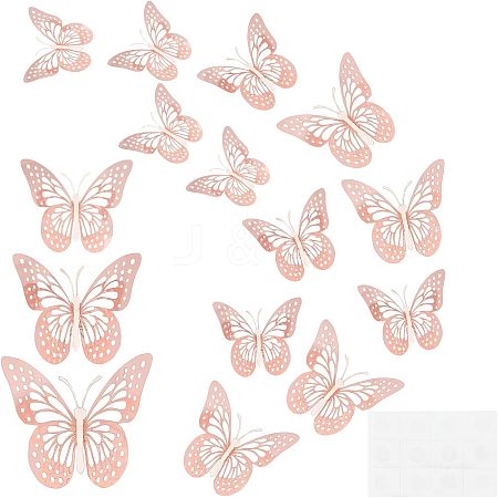 SUPERFINDINGS 4 Set 3D Butterfly Paper Mirror Wall Stickers DIY-FH0002-96-1