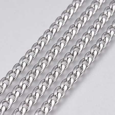 Tarnish Resistant 304 Stainless Steel Curb Chains CHS-G005-B-03P-1