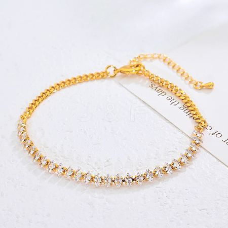 Eternal Brass Pave Cubic Zirconia Horse Eye Tennis Anklets for Women Elegant Daily Wear CC7151-4-1