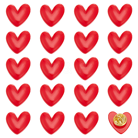 20Pcs Resin Heart Badge for Backpack Clothes HEAR-PH0001-02B-1