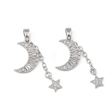 Brass Micro Pave Clear Cubic Zirconia Pendants CU-B002-08P-1