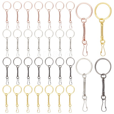 AHADEMAKER 32Pcs 4 Colors Alloy Keychains KEYC-GA0001-10-1