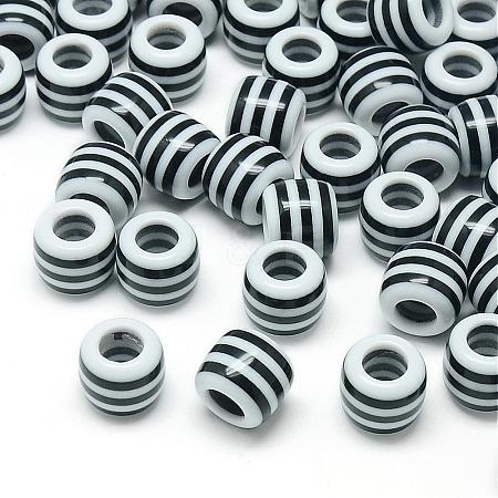 Opaque Stripe Resin European Beads RESI-S344-12-1