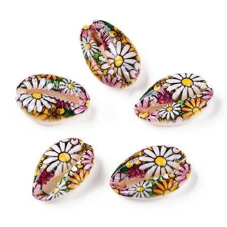Printed Cowrie Shell Beads SSHEL-ZX006-08A-1