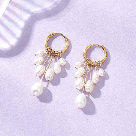 Rice Natural Pearl Hoop Earrings EJEW-JE06933-01-1