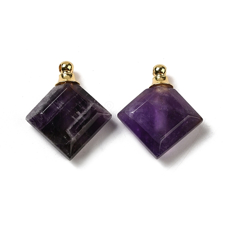 Natural Amethyst Perfume Bottle Pendants G-Z039-05G-06-1