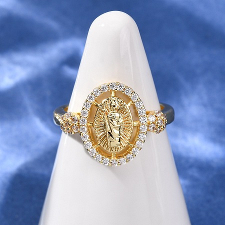 Religion Brass Micro Pave Cubic Zirconia Cuff Open Rings LS-RJEW-F204-06G-1