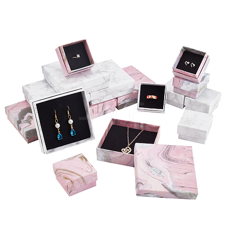   16Pcs 4 Style Paper Cardboard Jewelry Boxes CBOX-PH0002-14-1