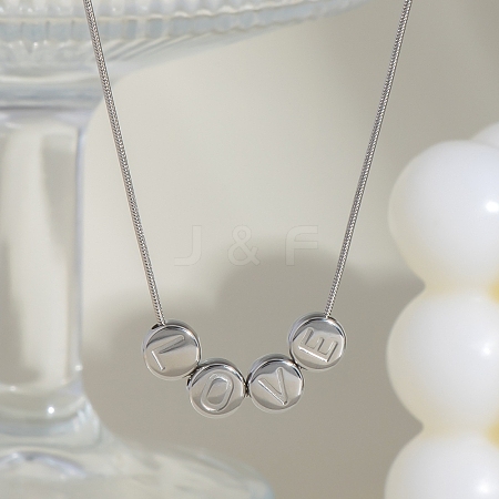 304 Stainless Steel Love Letter Pendant Necklaces for Women HR7701-2-1