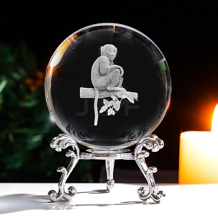 Inner Carving 12 Chinese Zodiac Signs Glass Crystal Ball Diaplay Decoration PW-WG32D61-17-1