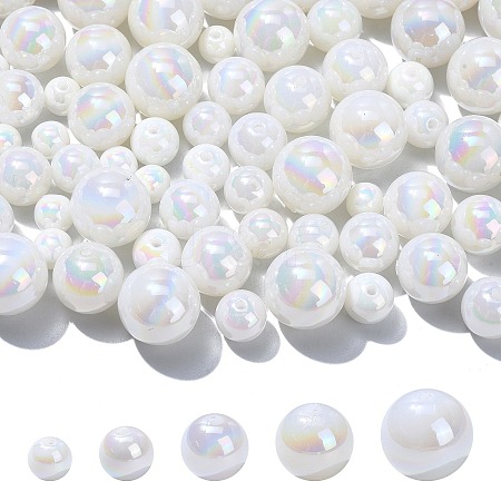 100Pcs 5 Styles ABS Plastic Imitation Pearl Beads KY-CJ0002-03-1
