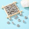 Flat Round Antique Silver Plated Alloy Rhinestone European Beads X-ALRI-Q228-10H-5