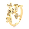 Brass Micro Pave Cubic Zirconia Cuff Ring RJEW-F116-32G-3