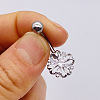 304 Stainless Steel Micro Pave Cubic Zirconia Belly Rings WGADED5-11-1