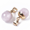 Top Golden Plated Natural Rose Quartz Pendants G-T131-03N-3