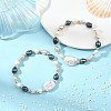 2Pcs Natural Cultured Freshwater Pearl & Non-magnetic Synthetic Hematite Beads Stretch Bracelets for Women BJEW-JB14085-1