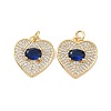 Heart Brass Micro Pave Cubic Zirconia Pendants KK-G435-01G-06-2
