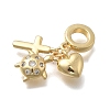 Brass Micro Pave Clear Cubic Zirconia European Dangle Charms KK-D431-033B-G-2