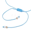 Synthetic Turquoise & Natural Freshwater Shell Moon Charm Bracelets BJEW-MZ00303-01-5