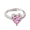 Brass Pave Cubic Zirconia Cuff Open Rings CU-CBA5C10-20P-4