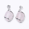 Natural Rose Quartz Pendants X-G-E423-03P-1